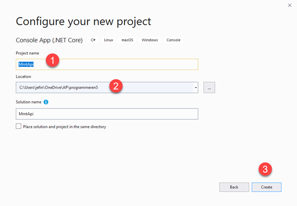 Configure your new ASP.NET Core project